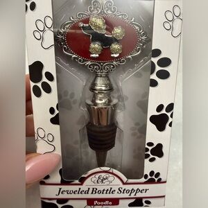 Poodle Jeweled Bottle Stopper - Red and Silver